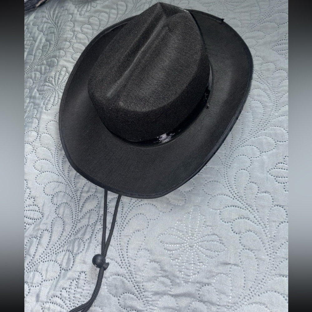 Black toddler Cowboy Hat with Chin Strap